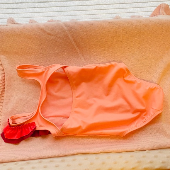 NWOT Cat & Jack Tropical Bird Print Ruffle Sleeve One Piece Pink Swimsuit - Picture 9 of 12